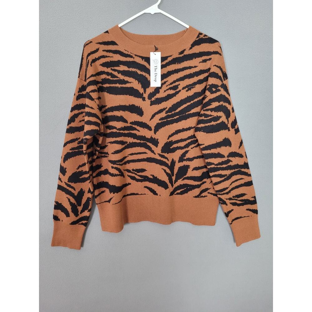 The Drop Women's Ingrid Long-Sleeve Crewneck Jaquard Sweater Small